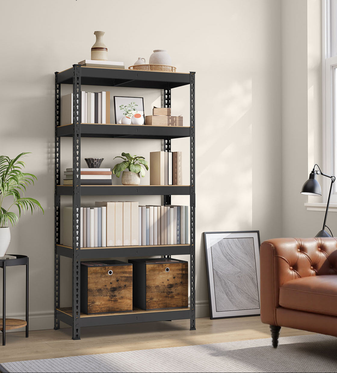 Heavy-Duty 5-Tier Garage Shelf, Adjustable, Boltless, Divides into 2 Units, 29.5"/35.4"