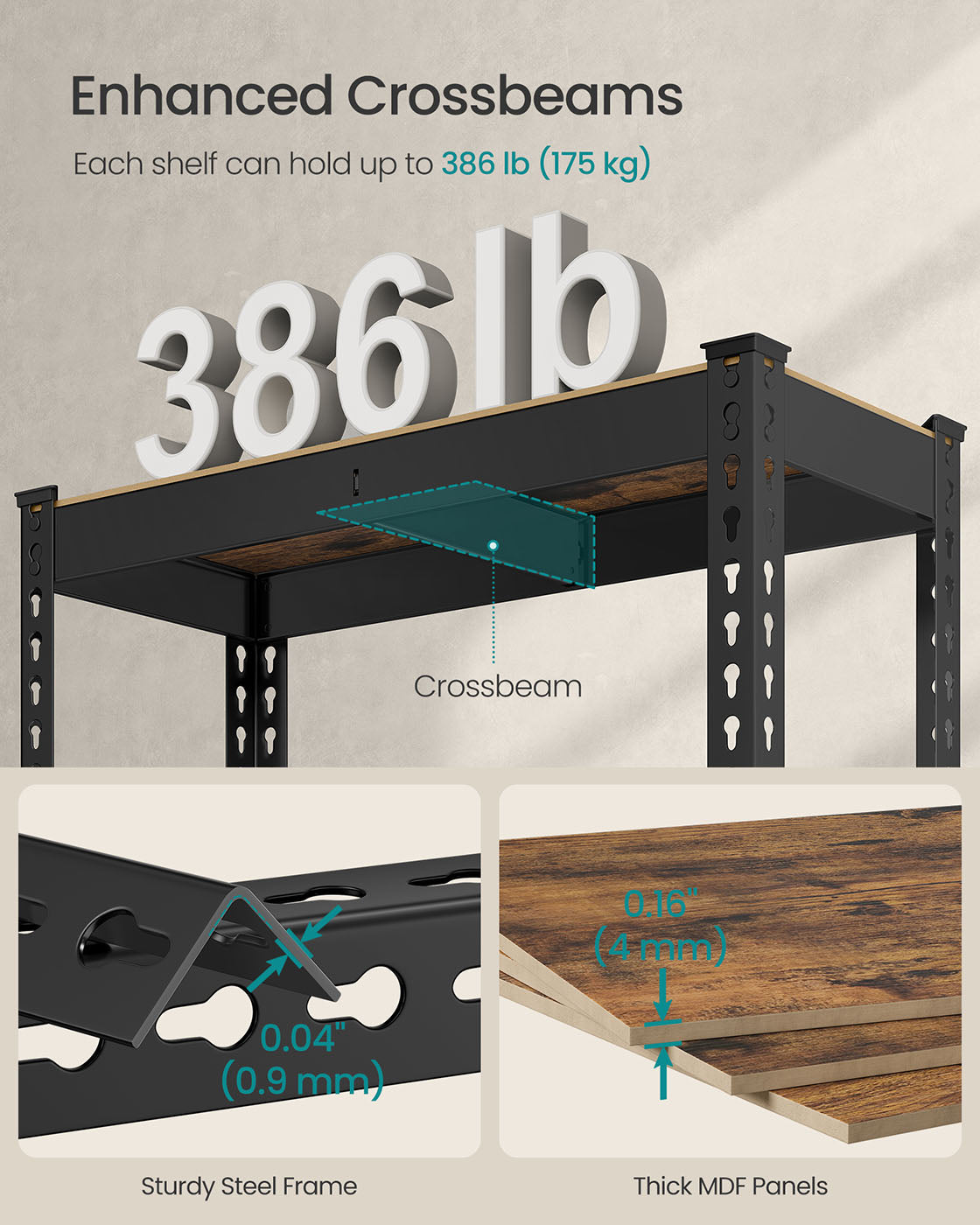 Heavy-Duty 5-Tier Garage Shelf, Adjustable, Boltless, Divides into 2 Units, 29.5"/35.4"