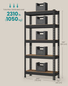 Heavy-Duty 5-Tier Garage Shelf, Adjustable, Boltless, Divides into 2 Units, 29.5"/35.4"