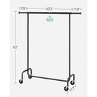 Heavy-duty clothes rack with extendable rod – rolling garment rack with lockable wheels – max load 286.6 lb