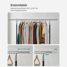 Heavy-duty clothes rack with extendable rod – rolling garment rack with lockable wheels – max load 286.6 lb