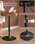 Height-Adjustable Bar Table, Hidden Storage, 23.1" Dia., 32.7"–41.3" H, Round