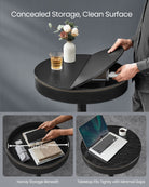 Height-Adjustable Bar Table, Hidden Storage, 23.1" Dia., 32.7"–41.3" H, Round