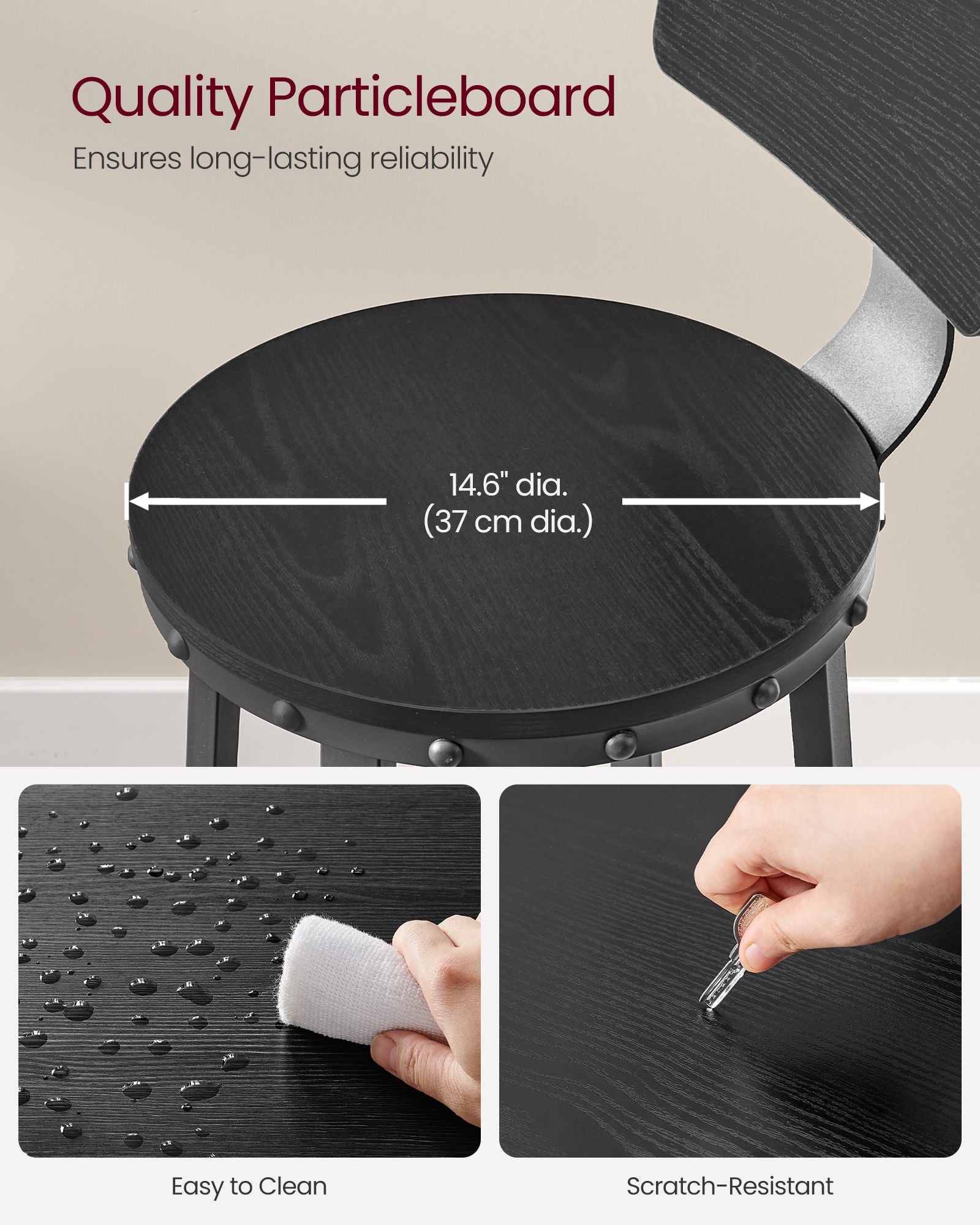 Industrial bar stools – set of 2 – rustic brown – 28.7" seat height