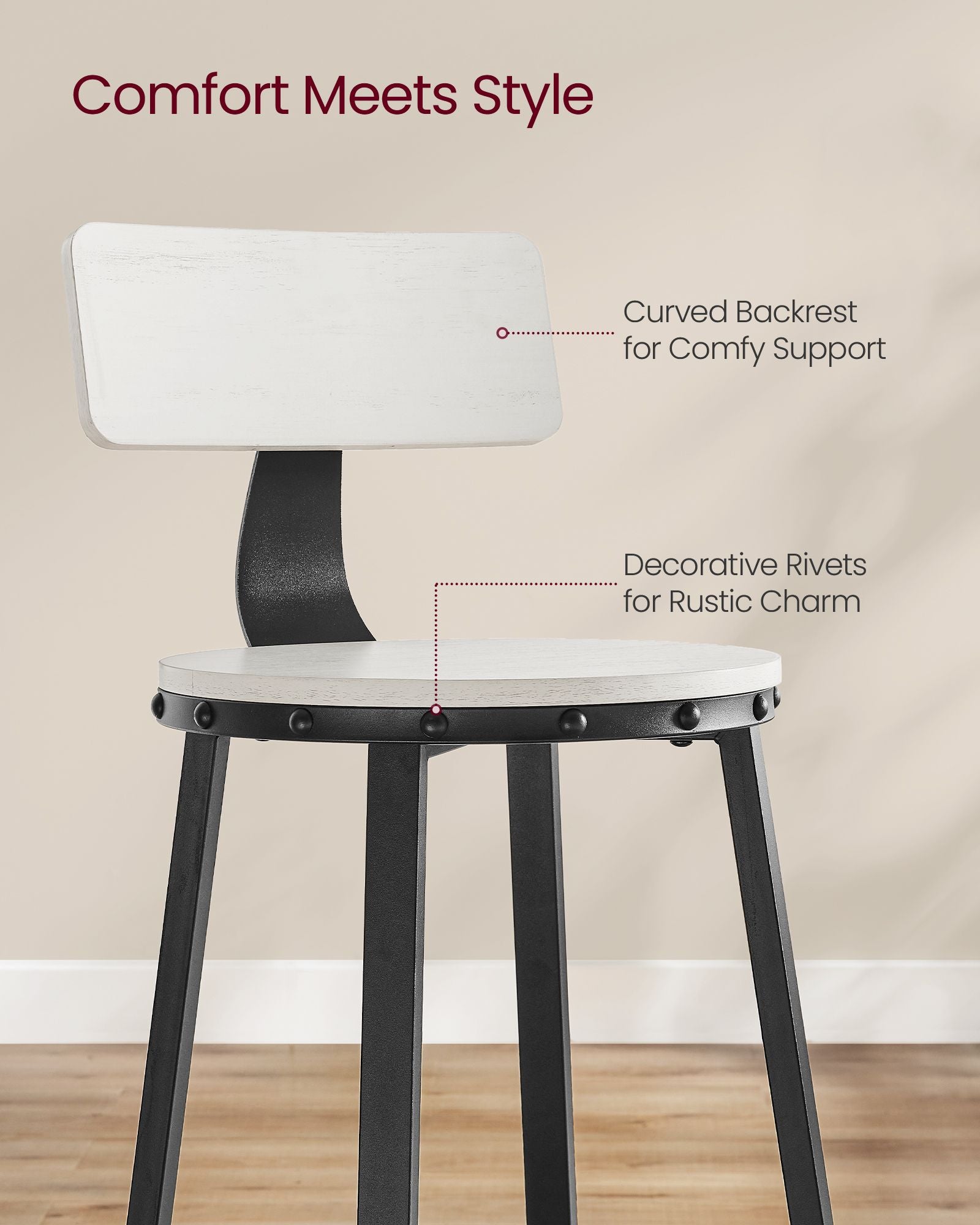 Industrial bar stools – set of 2 – rustic brown – 28.7" seat height