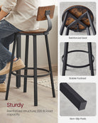 Industrial bar stools – set of 2 – rustic brown – 28.7" seat height