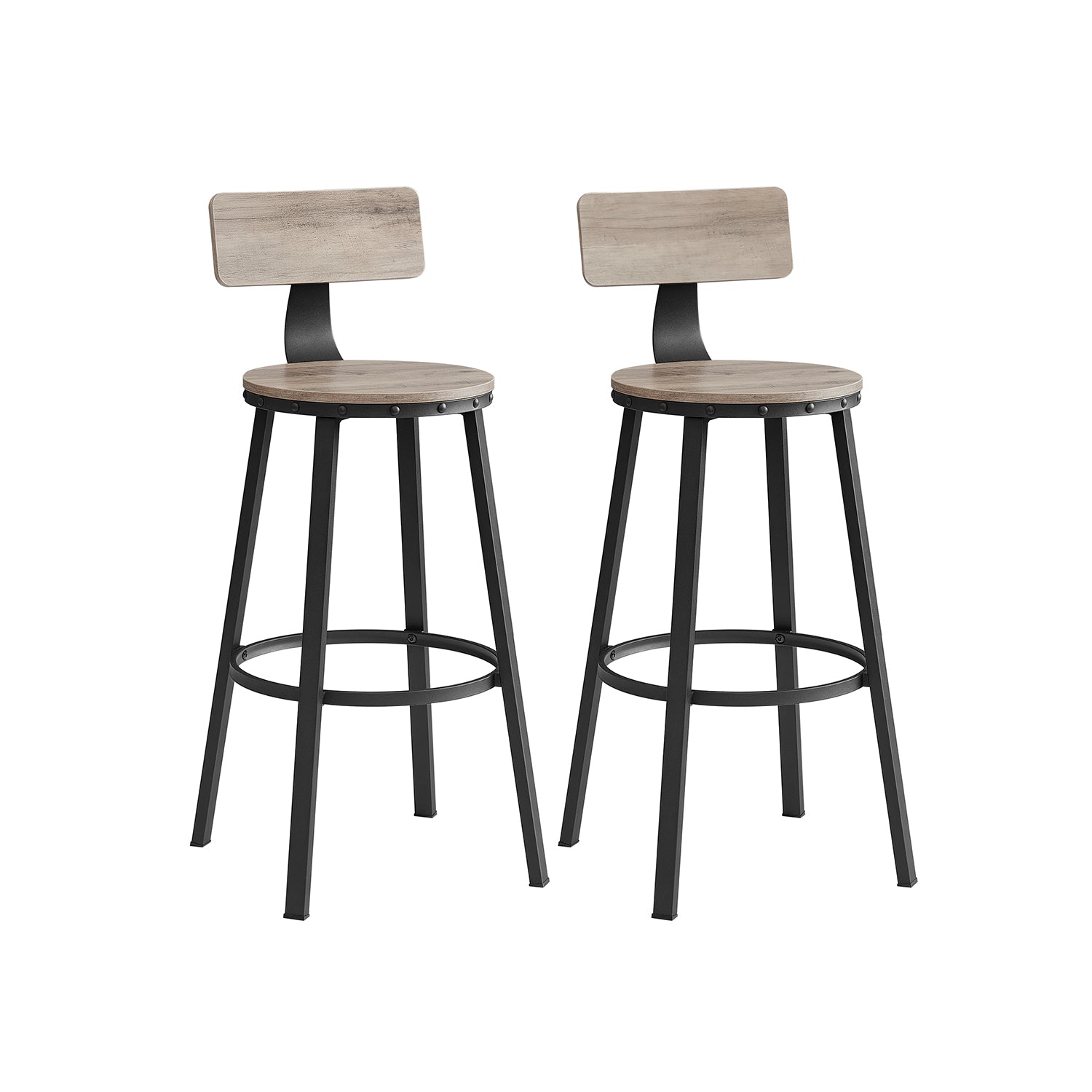 Industrial bar stools – set of 2 – rustic brown – 28.7" seat height