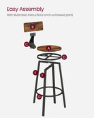 Industrial bar stools – set of 2 – rustic brown – 28.7" seat height