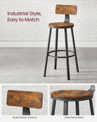 Industrial bar stools – set of 2 – rustic brown – 28.7" seat height