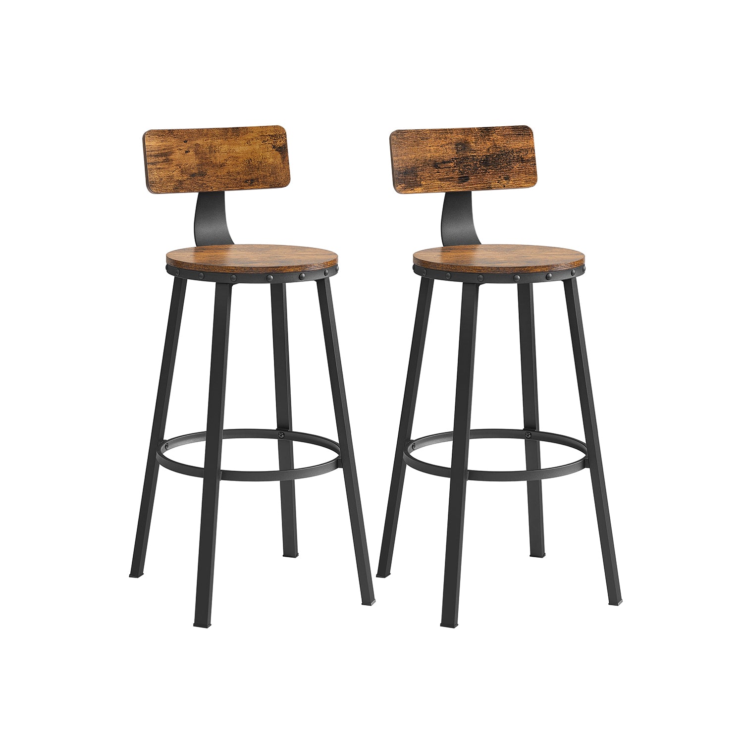 Industrial bar stools – set of 2 – rustic brown – 28.7" seat height