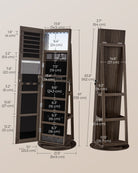 Jewelry cabinet with mirror - led lighting - velvet lined - standing organizer