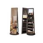 Jewelry cabinet with mirror - led lighting - velvet lined - standing organizer