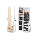 Jewelry cabinet with mirror - led lighting - velvet lined - standing organizer