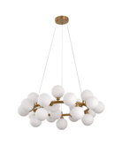 Hanglamp met Witte Glazen Kelken – Moderne Designlamp – Gouden Messing Frame - De Vries Meubels
