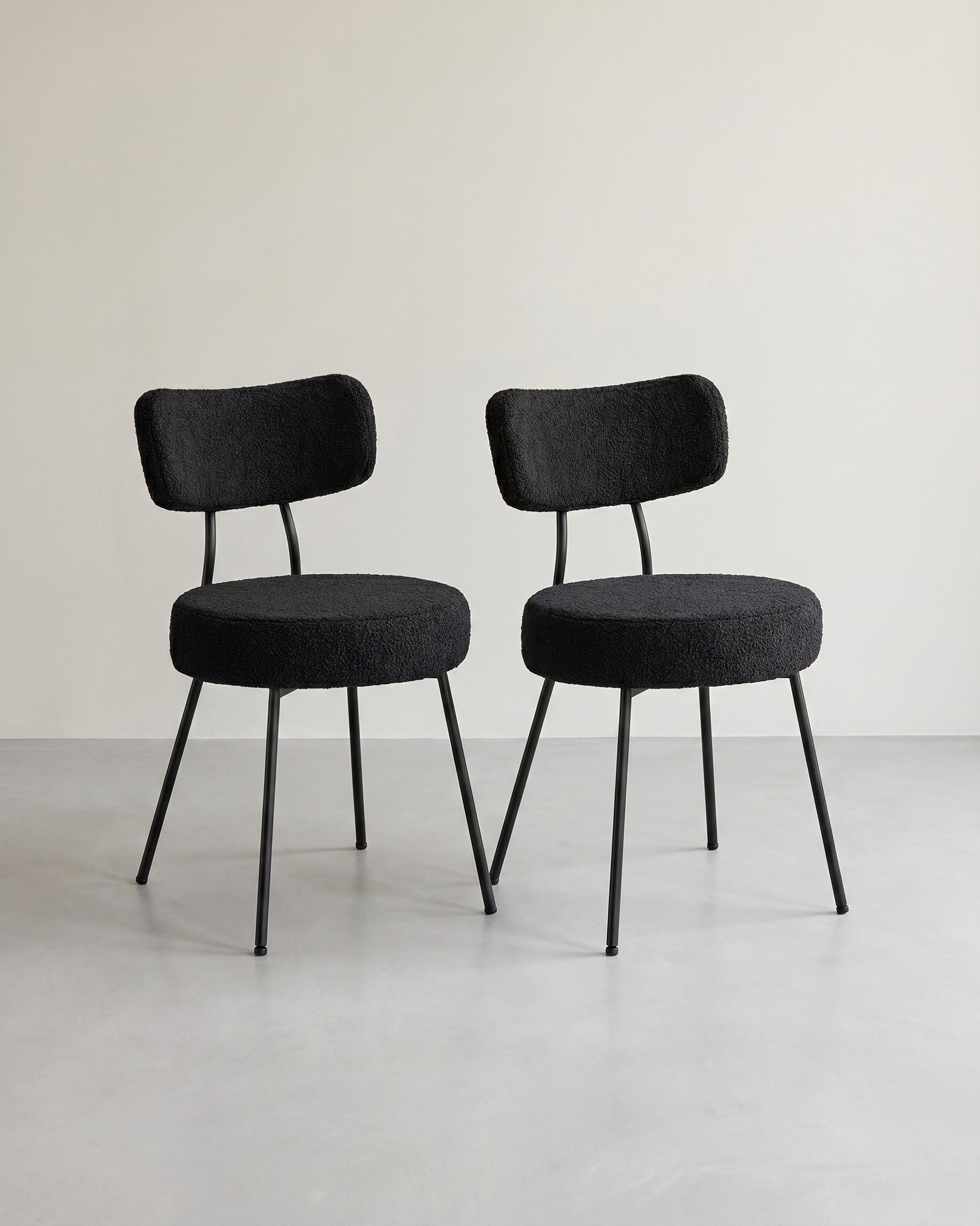 Moderne Eetkamerstoelen – Set van 2 – Gestoffeerd met Fleece – Ronde Zitting met Rugleuning