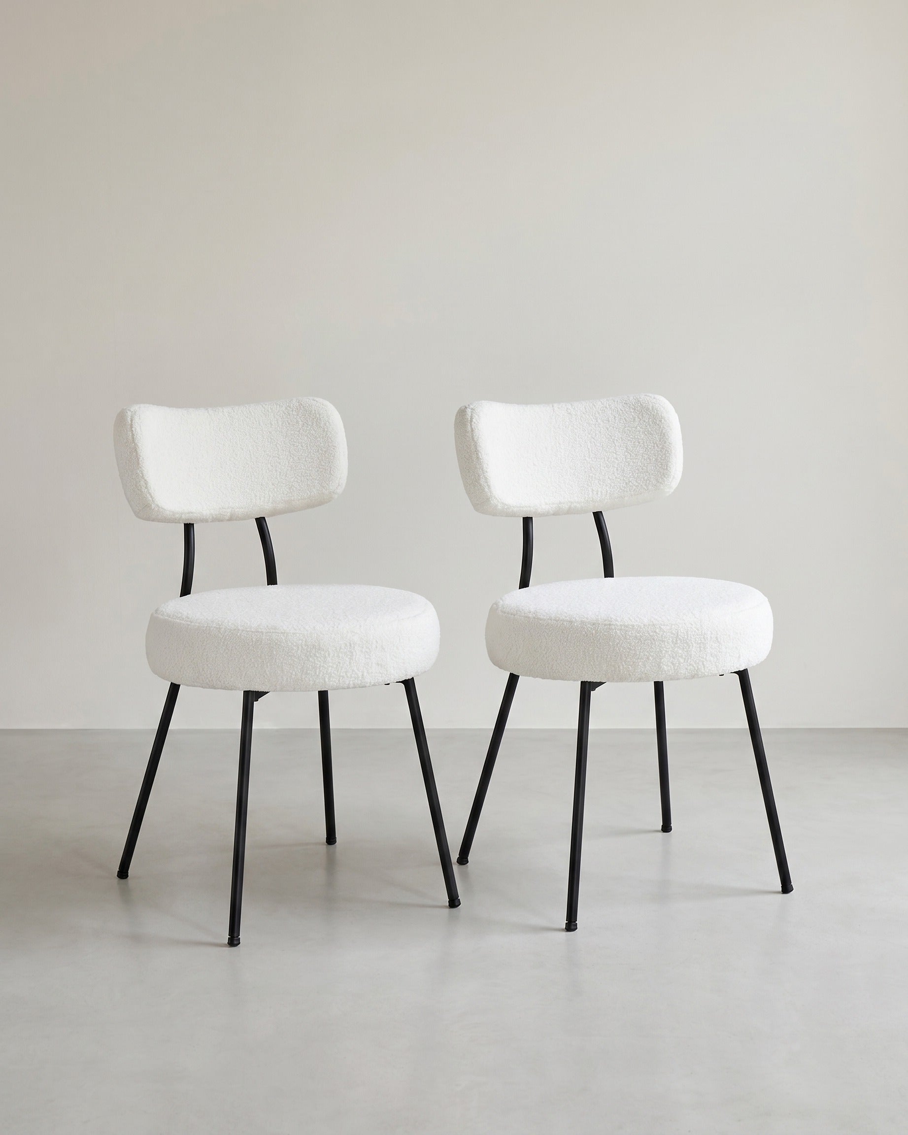 Moderne Eetkamerstoelen – Set van 2 – Gestoffeerd met Fleece – Ronde Zitting met Rugleuning