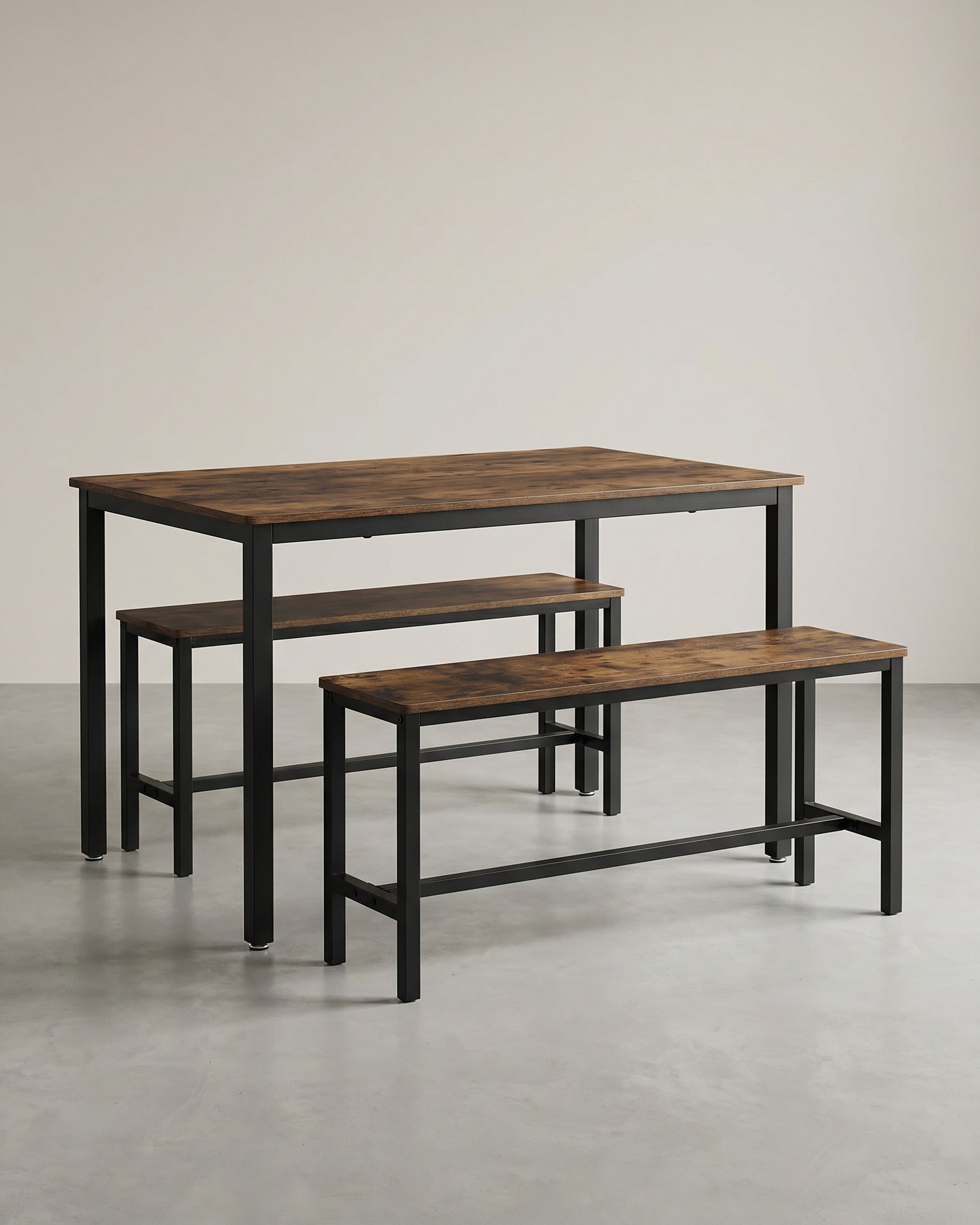 Eettafel Set - Eettafel met 2 Bankjes - Keukenset met 2 Eetstoelen