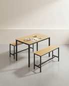 Eettafel Set - Eettafel met 2 Bankjes - Keukenset met 2 Eetstoelen - De Vries Meubels