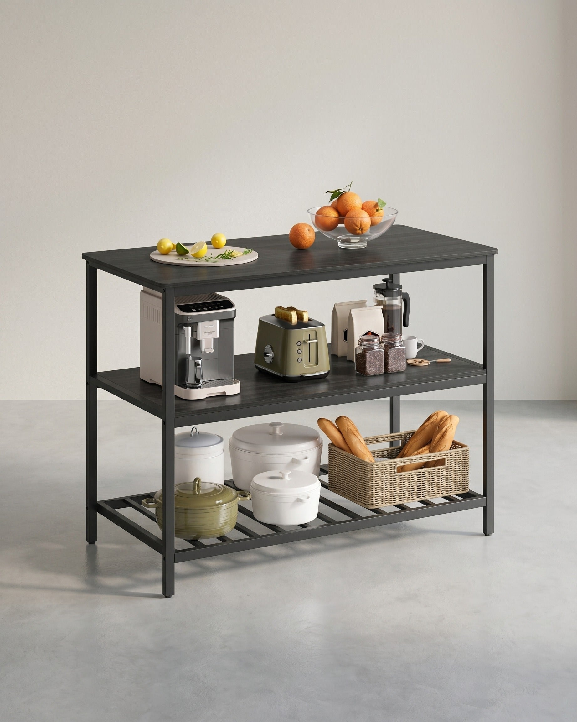 Keukenkastje – 3-laags Kruidenrek – Stalen frame – 60 x 120 x 90 cm – Industriële stijl