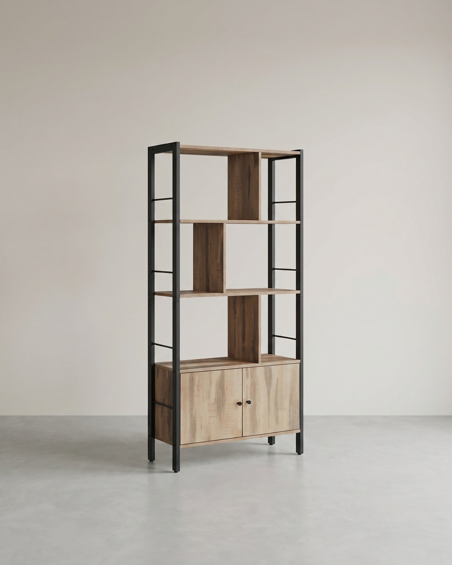 Boekenkast – Industriële Stijl – Modern Design – 4 Planken En Kast Met Deuren – 154,5 cm Hoog