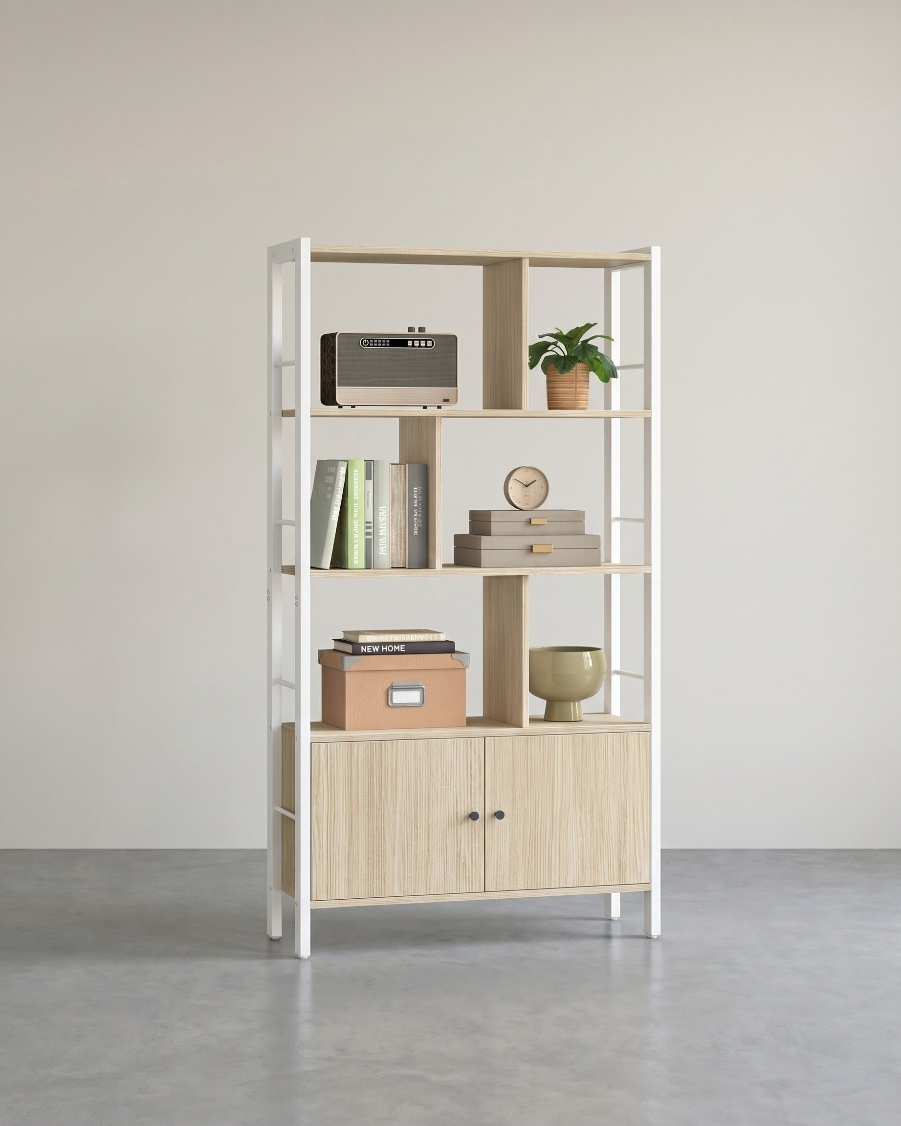 Boekenkast – Industriële Stijl – Modern Design – 4 Planken En Kast Met Deuren – 154,5 cm Hoog