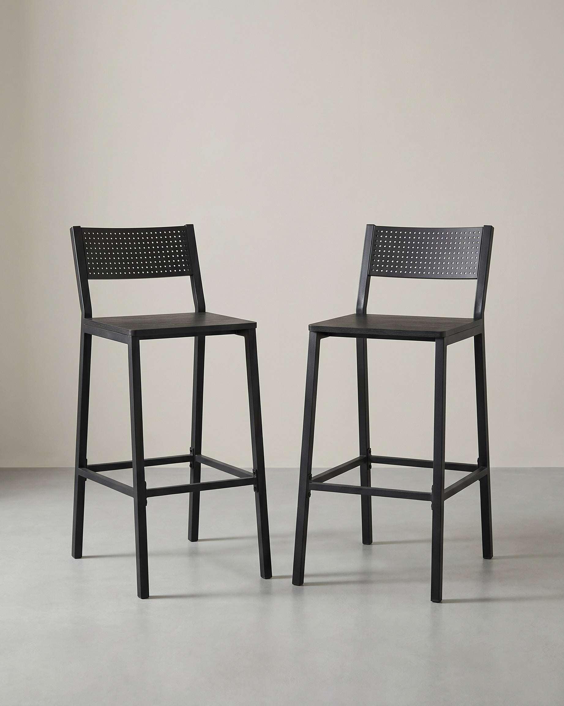 Industriële Barstoelen Set van 2 - Vintage Houtlook - Met Rugleuning