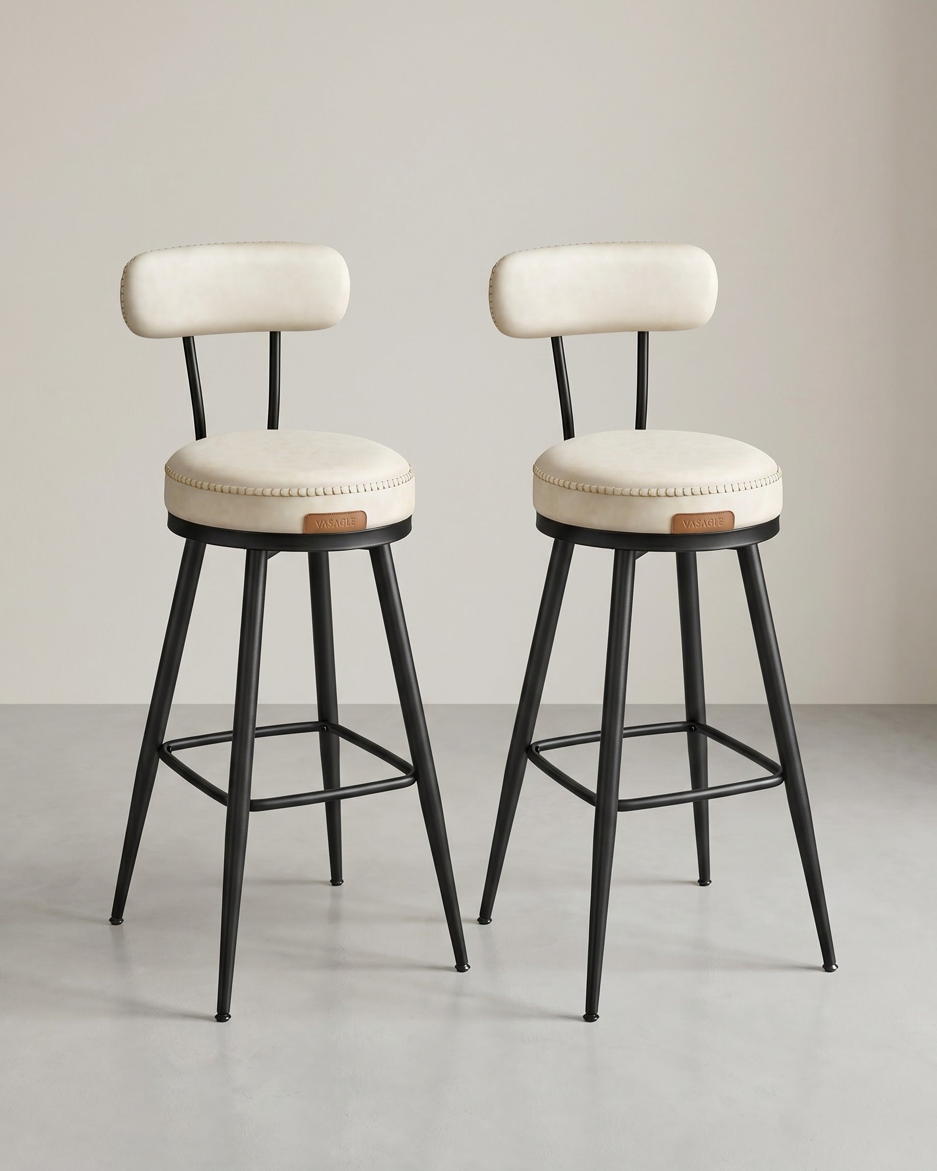 Set van 2 Barkrukken - 360° Draaibaar - Kunstleer - Industrieel Design