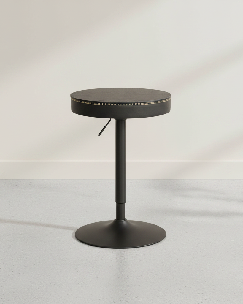 Bartafel met Opbergruimte - Hoogte Verstelbaar (83 - 105 cm) - Ronde Design Tafel - De Vries Meubels