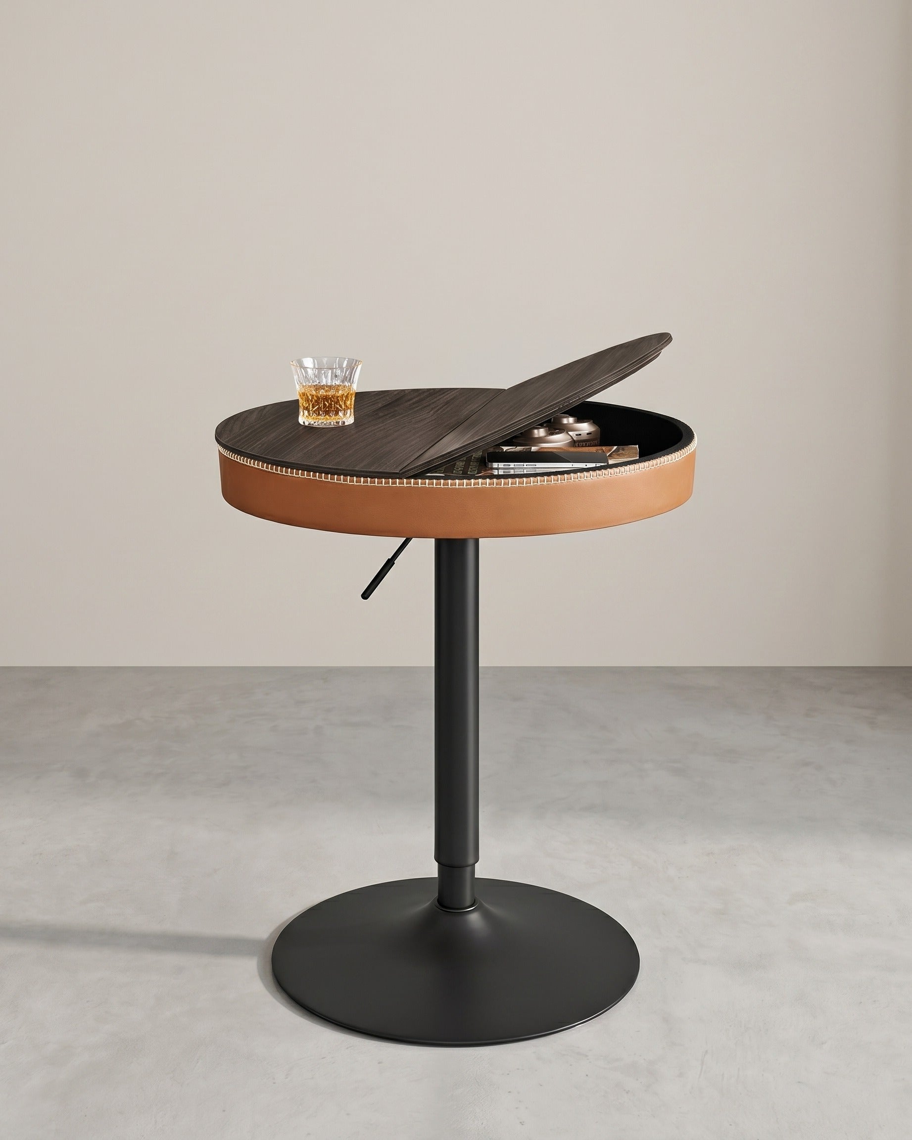 Bartafel met Opbergruimte - Hoogte Verstelbaar (83-105 cm) - Ronde Design Tafel