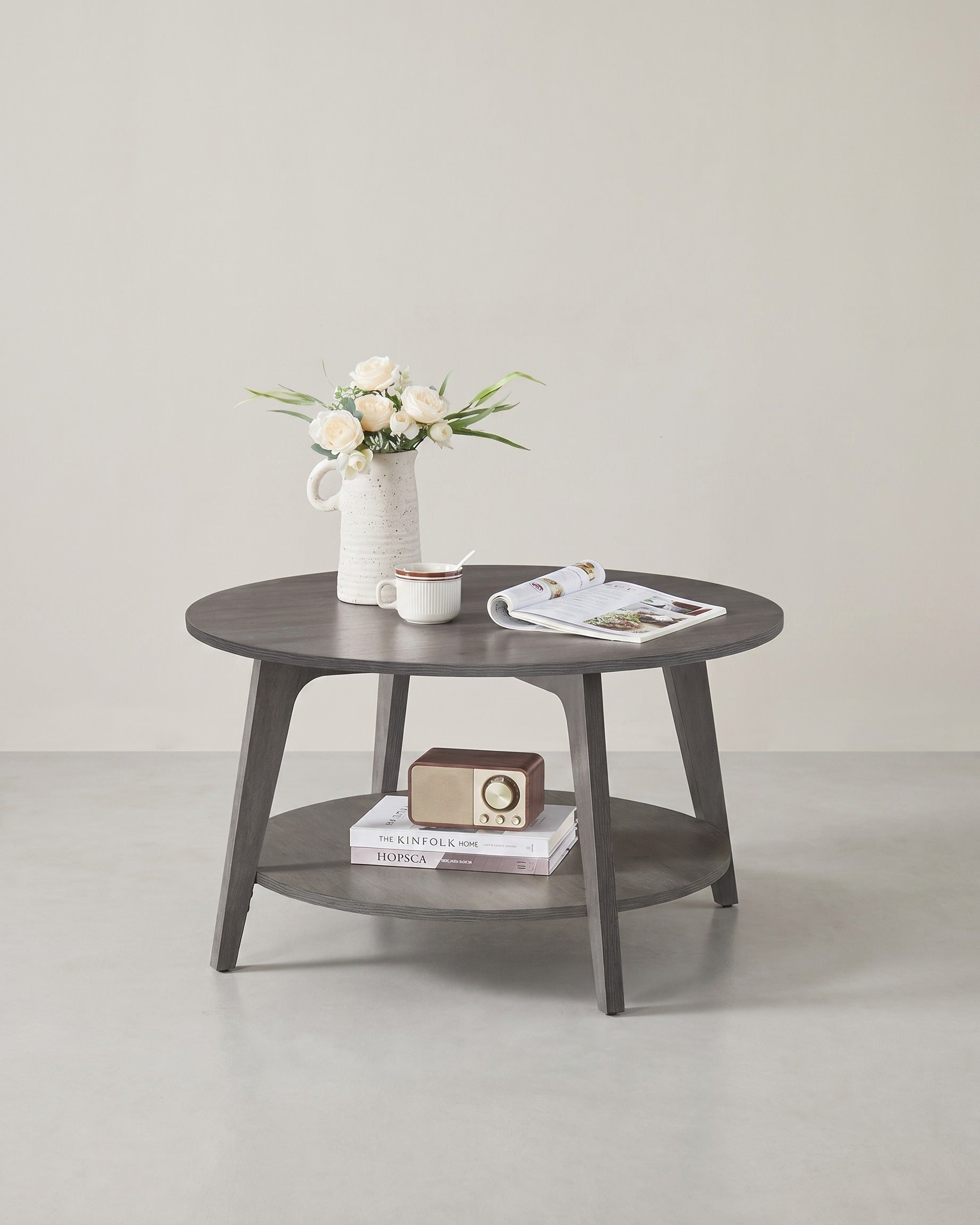 Salontafel – 2 Niveaus – Spaanplaat en MDF – Eenvoudige montage – 80 cm Rond