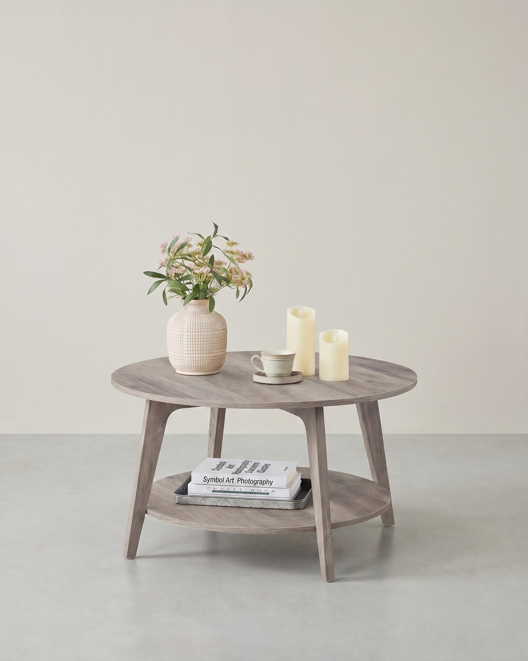 Salontafel – 2 Niveaus – Spaanplaat en MDF – Eenvoudige montage – 80 cm Rond