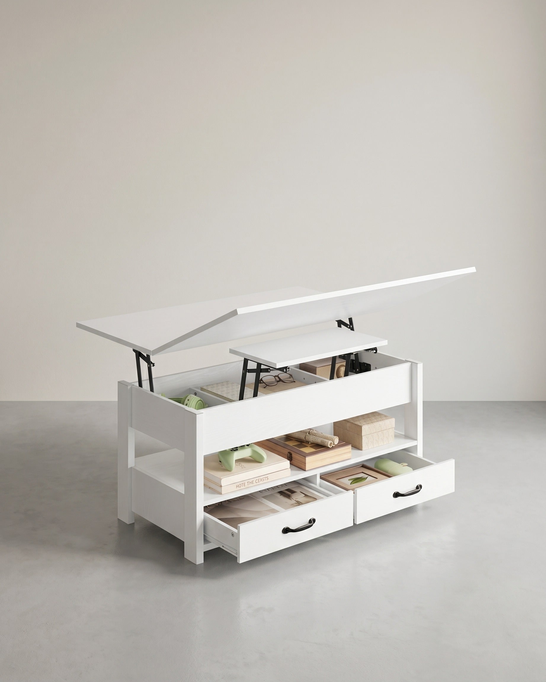 Salontafel Met Opklapbaar Blad en Verborgen Opbergruimte – Multifunctioneel, Verstelbaar en Modern Ontwerp – 100 cm Breed