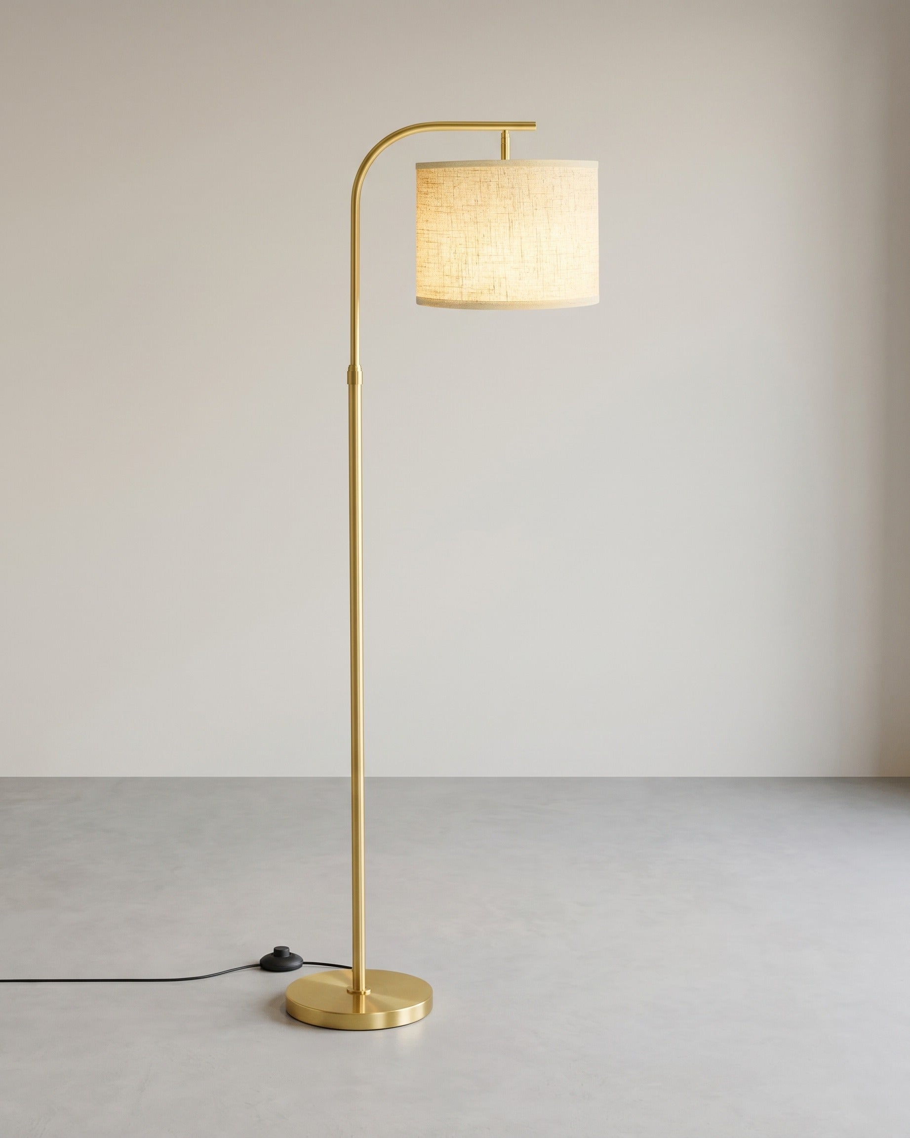 Booglamp Verstelbaar - Staande Vloerlamp Met Stoffen Lampenkap - Inclusief LED Lamp - Matzwart
