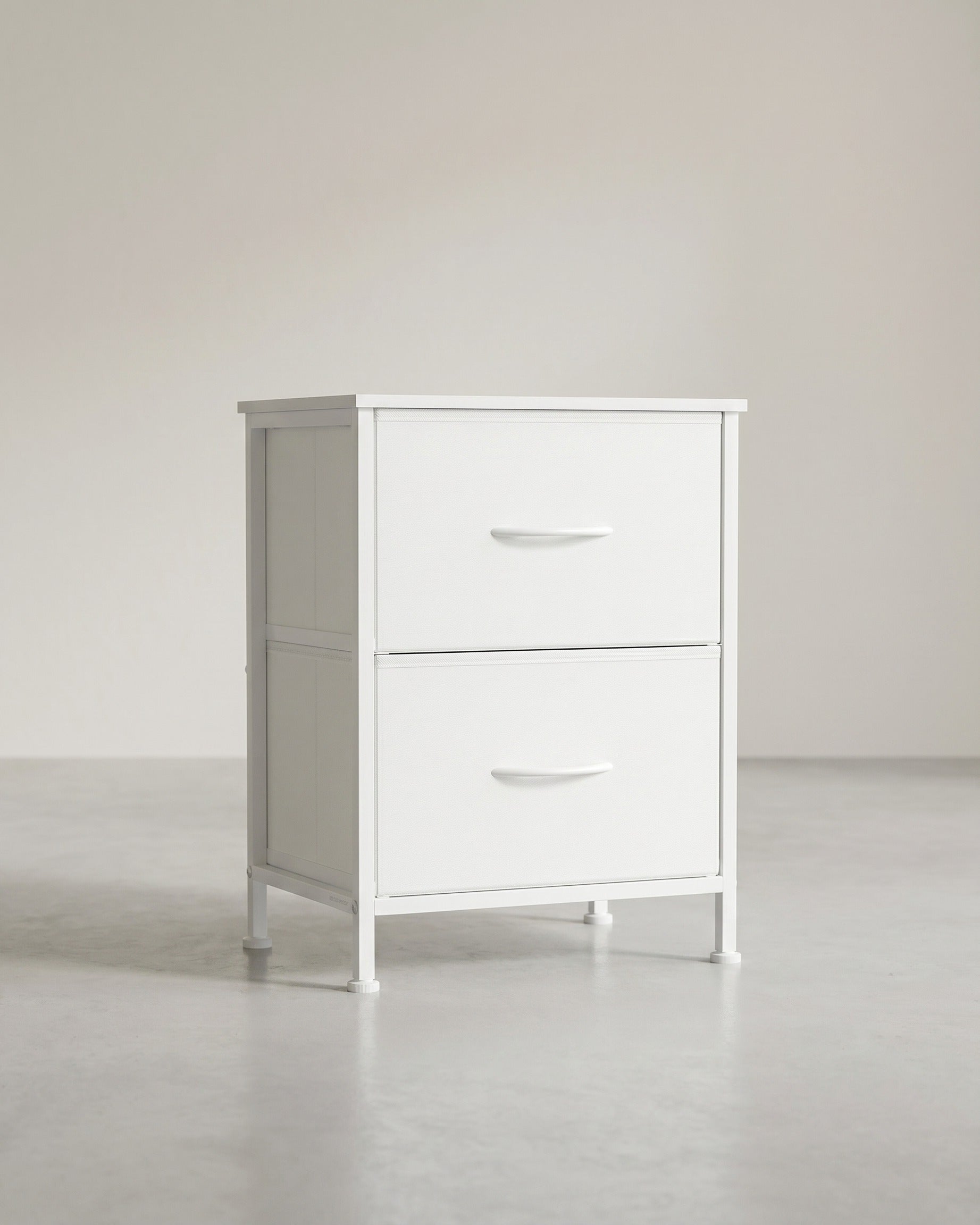 Bedkast – Commode met 4 stoffen lades – MDF en staal – 30 x 39,6 x 52,2 cm