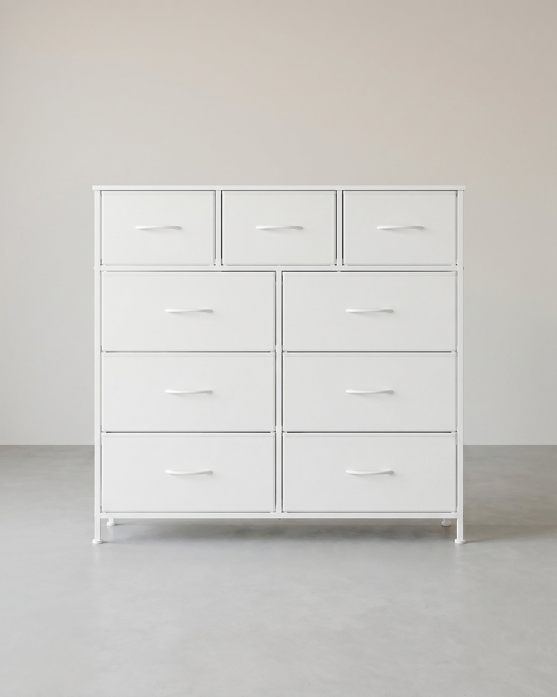 XL Dressoir Met 9 Stoffen Lades - Stalen Frame - Voor Slaapkamer Of Hal