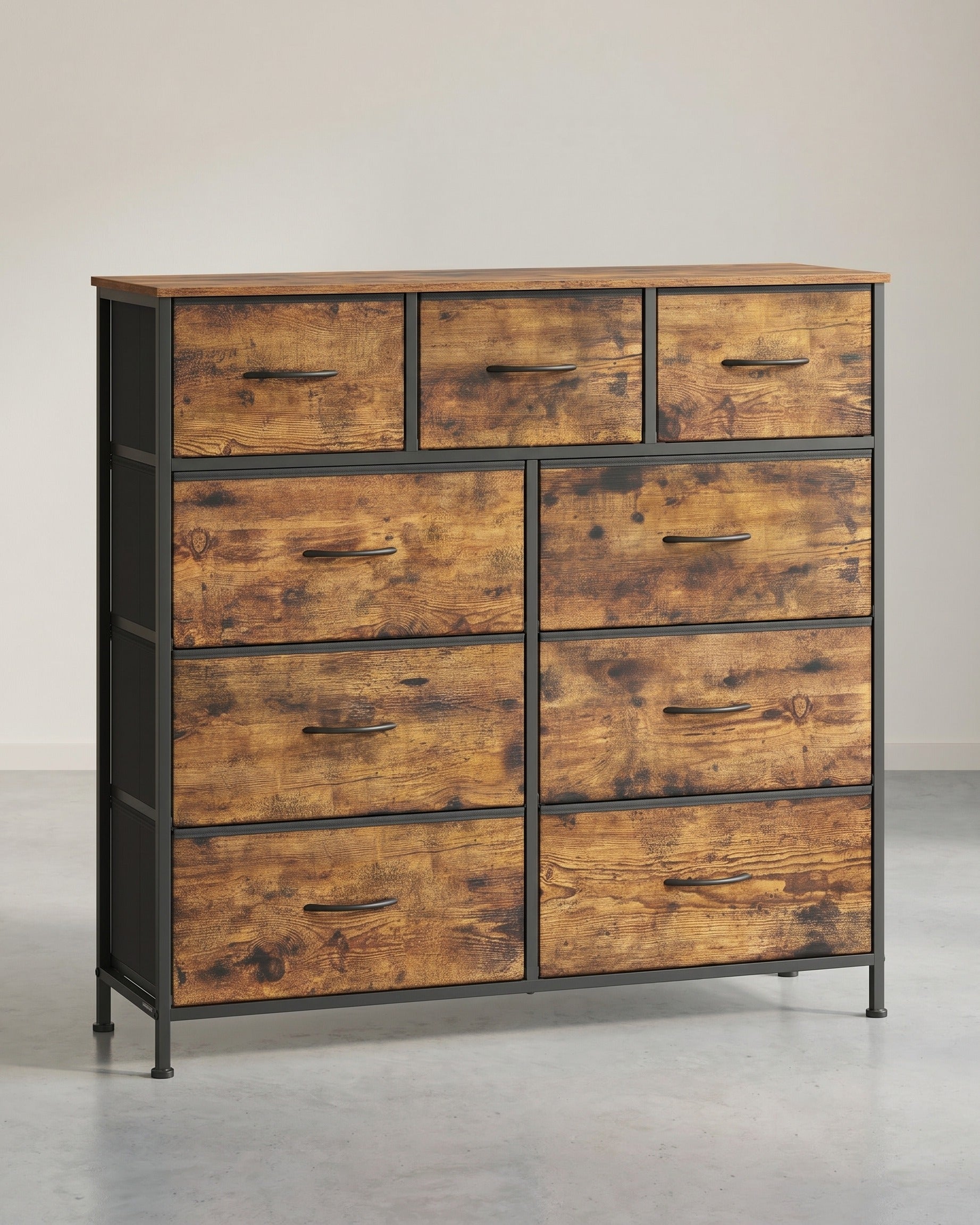 Dressoir Met 9 Stoffen Lades - Stalen Frame - Voor Slaapkamer Of Hal