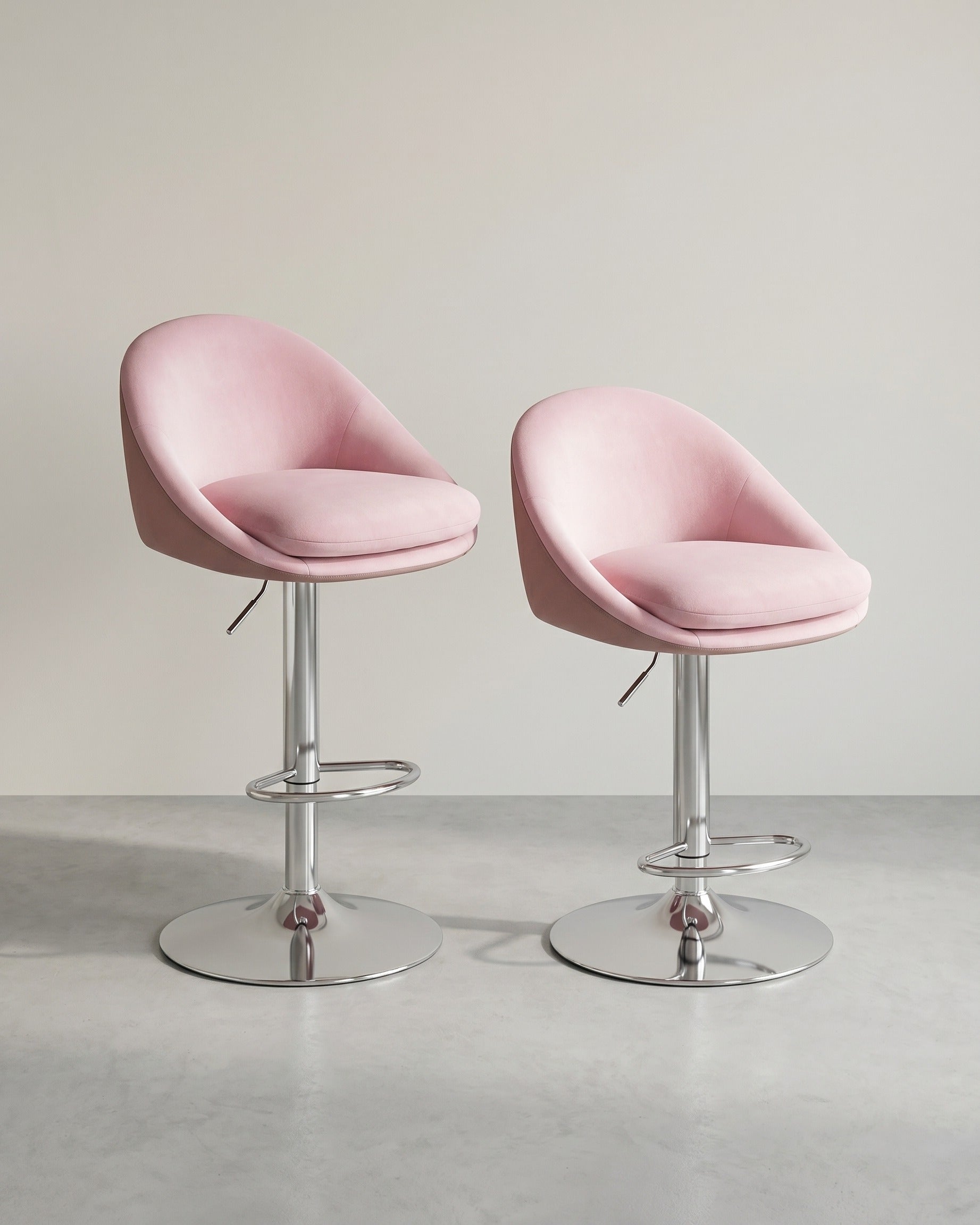 Set van 2 Luxe Barstoelen - Bouclé - Fluweel - Verstelbaar