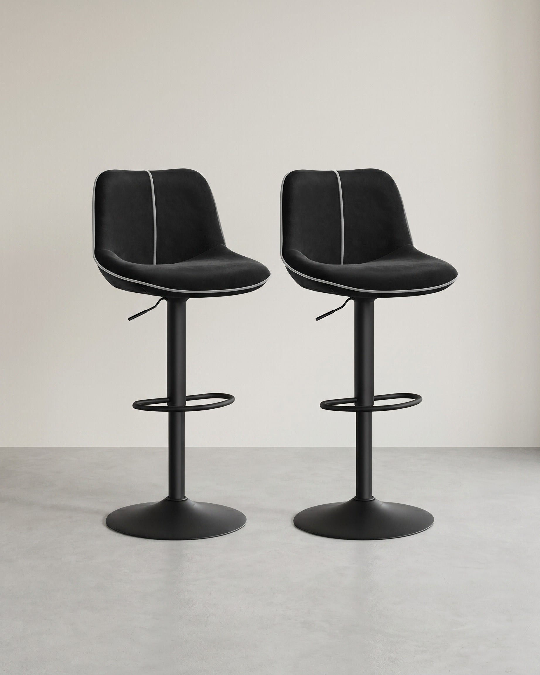 Set van 2 Barkrukken – Verstelbare Zithoogte – Fluwelen Bekleding – Ergonomisch Comfort – Stabiele Voet