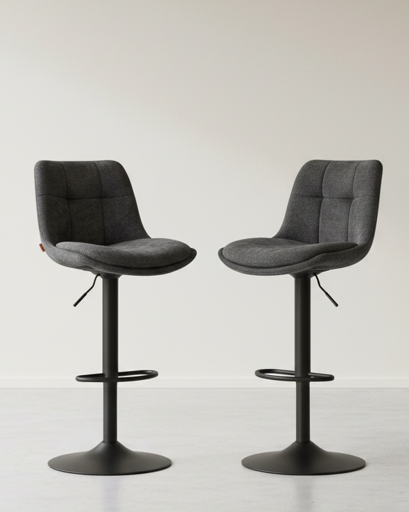 Set van 2 verstelbare barstoelen met rugleuning en voetsteun - 360° draaifunctie - De Vries Meubels