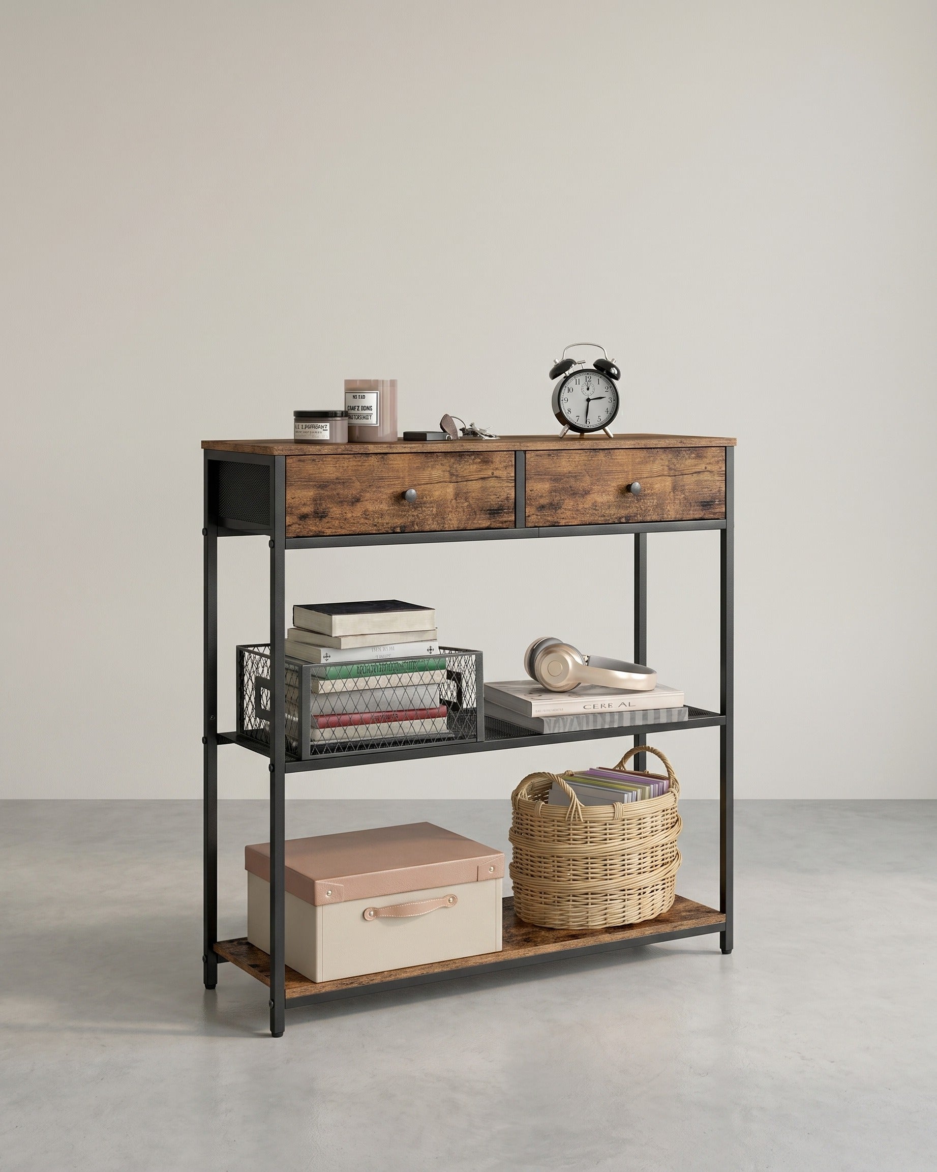 Industrieel dressoir met lades – Smalle haltafel – Schoenenrek en opbergvakken