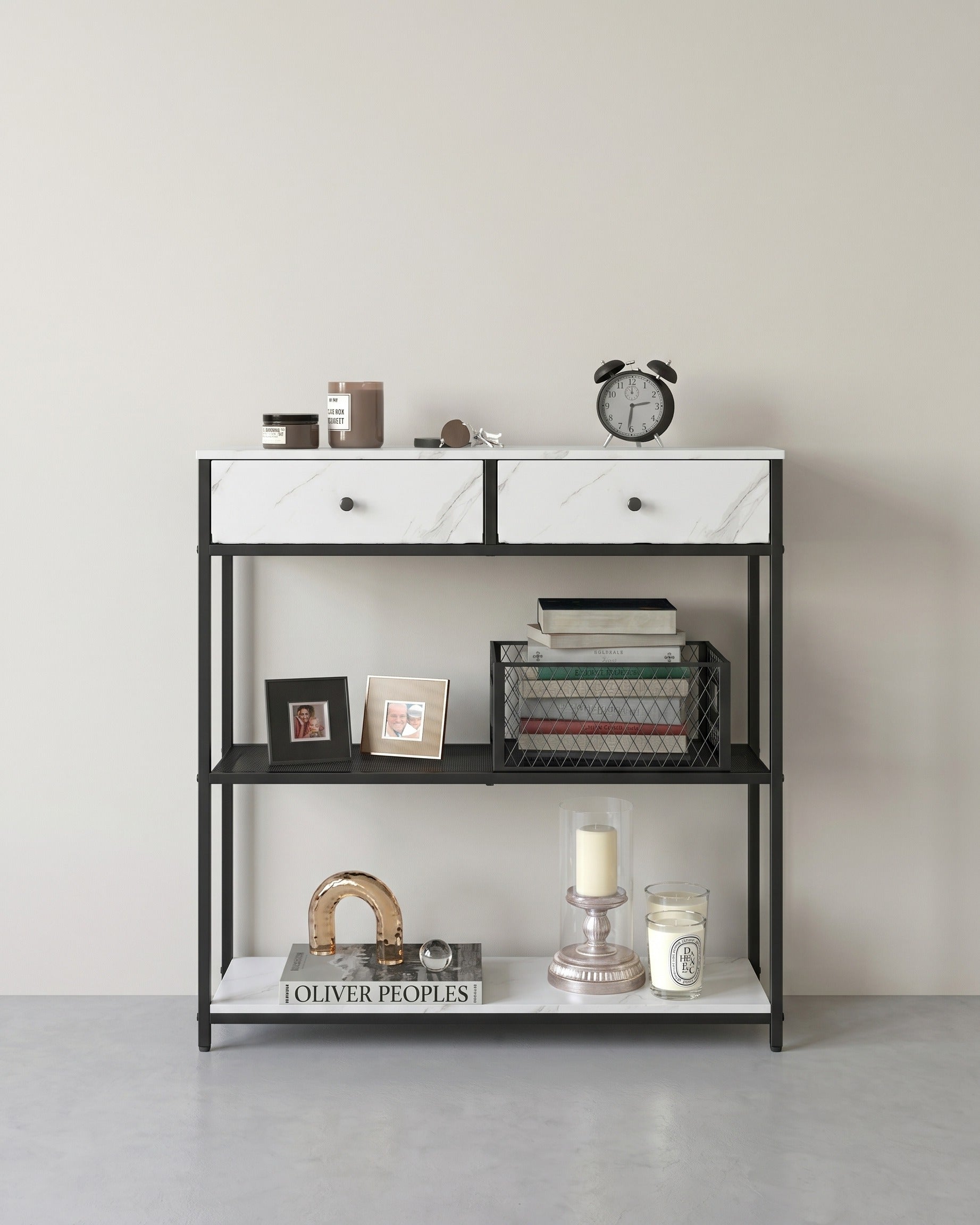 Industrieel dressoir met lades – Smalle haltafel – Schoenenrek en opbergvakken