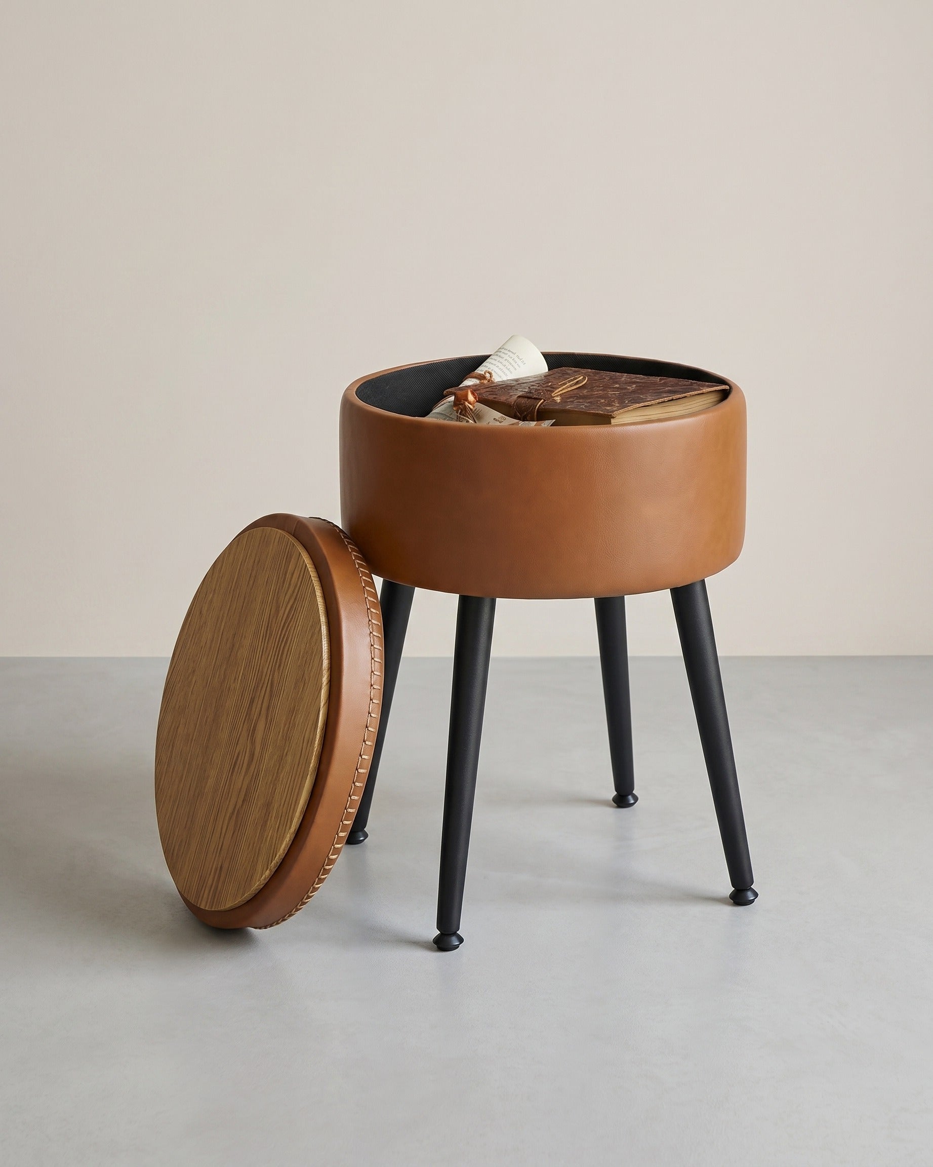 Opbergkruk Rond – Met Deksel & Opbergruimte – 44 cm Hoog – Tot 150 kg Draagvermogen – EKHO Collectie