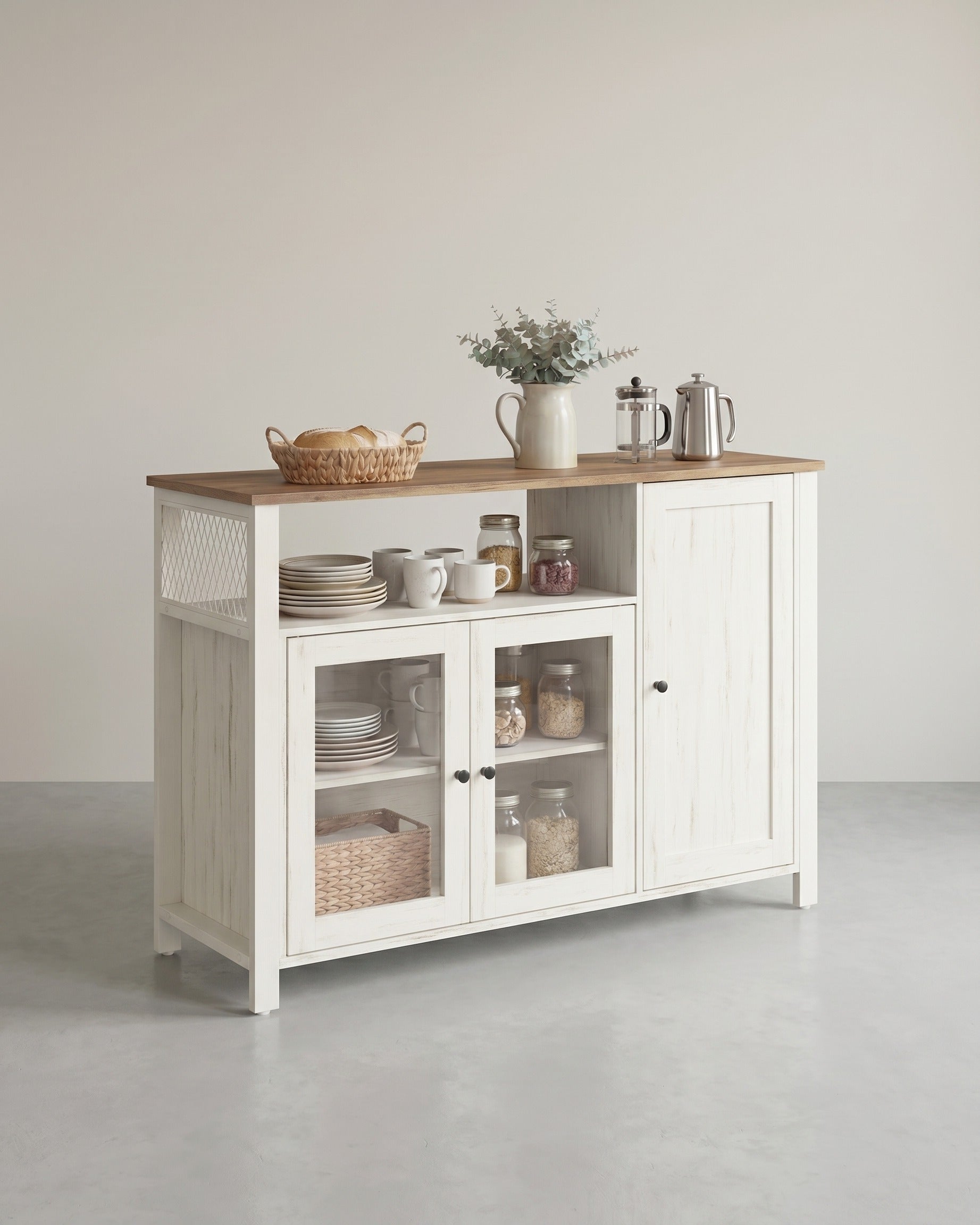 Dressoir – Keukenkast Met 3 Deuren – Opbergkast Voor Woonkamer, Eetkamer Of Keuken – Landelijke Stijl – 110 cm Breed