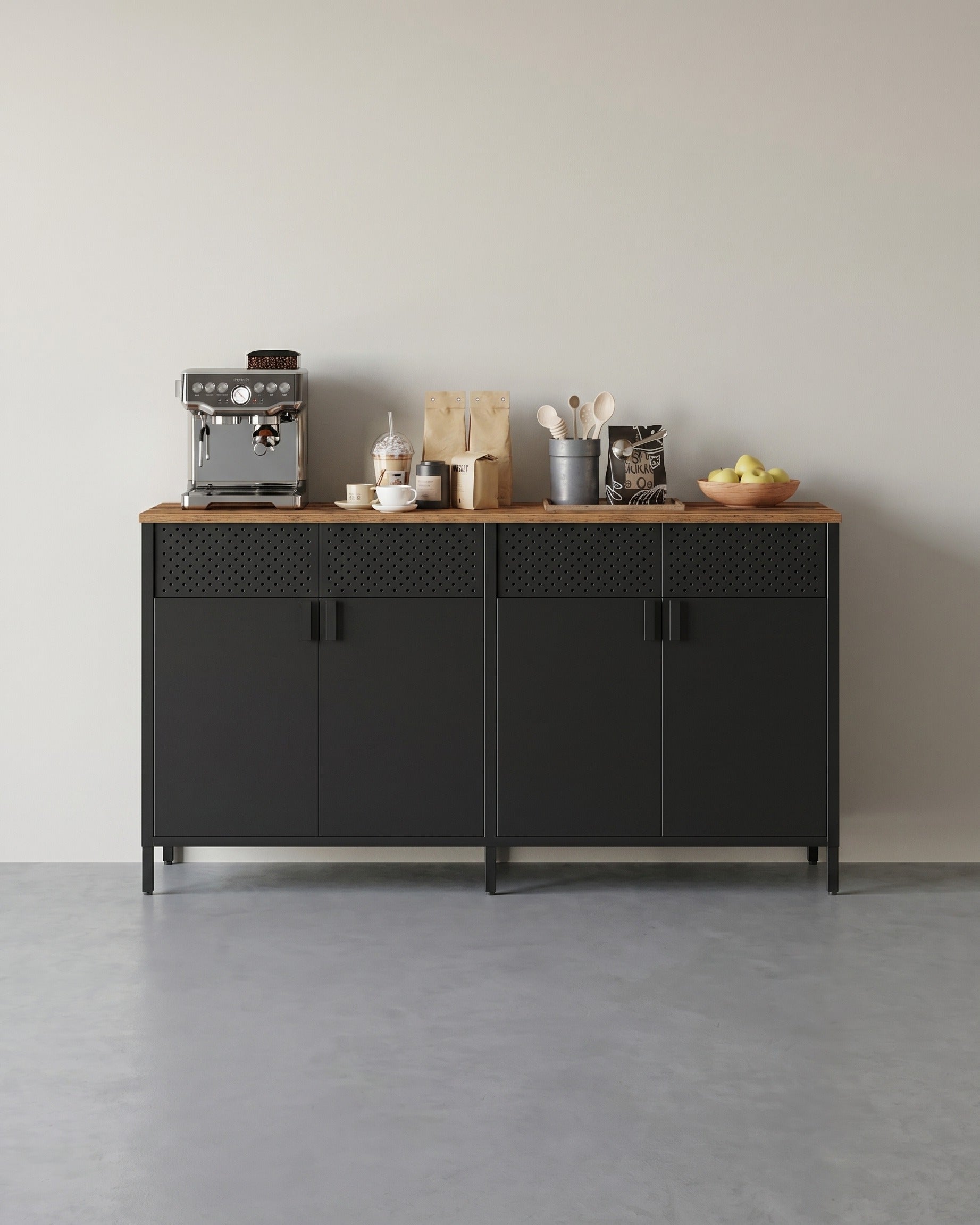 Metalen Opbergkast – 4 Deuren – Verstelbare Plank – Stalen Frame – 141 cm Breed