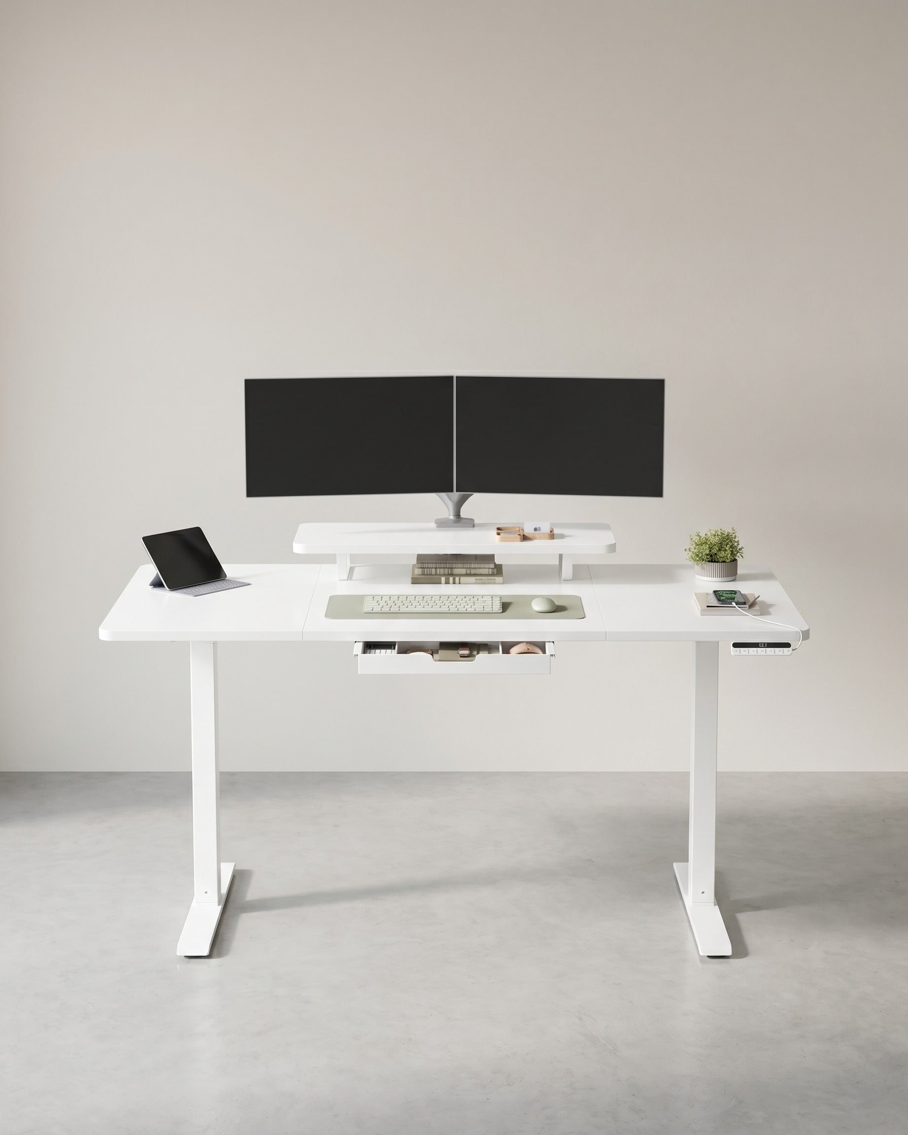 Elektrisch Verstelbaar Bureau - Met Monitorstandaard - 140 of 160 cm Tafelblad - USB-C & Geheugenfunctie