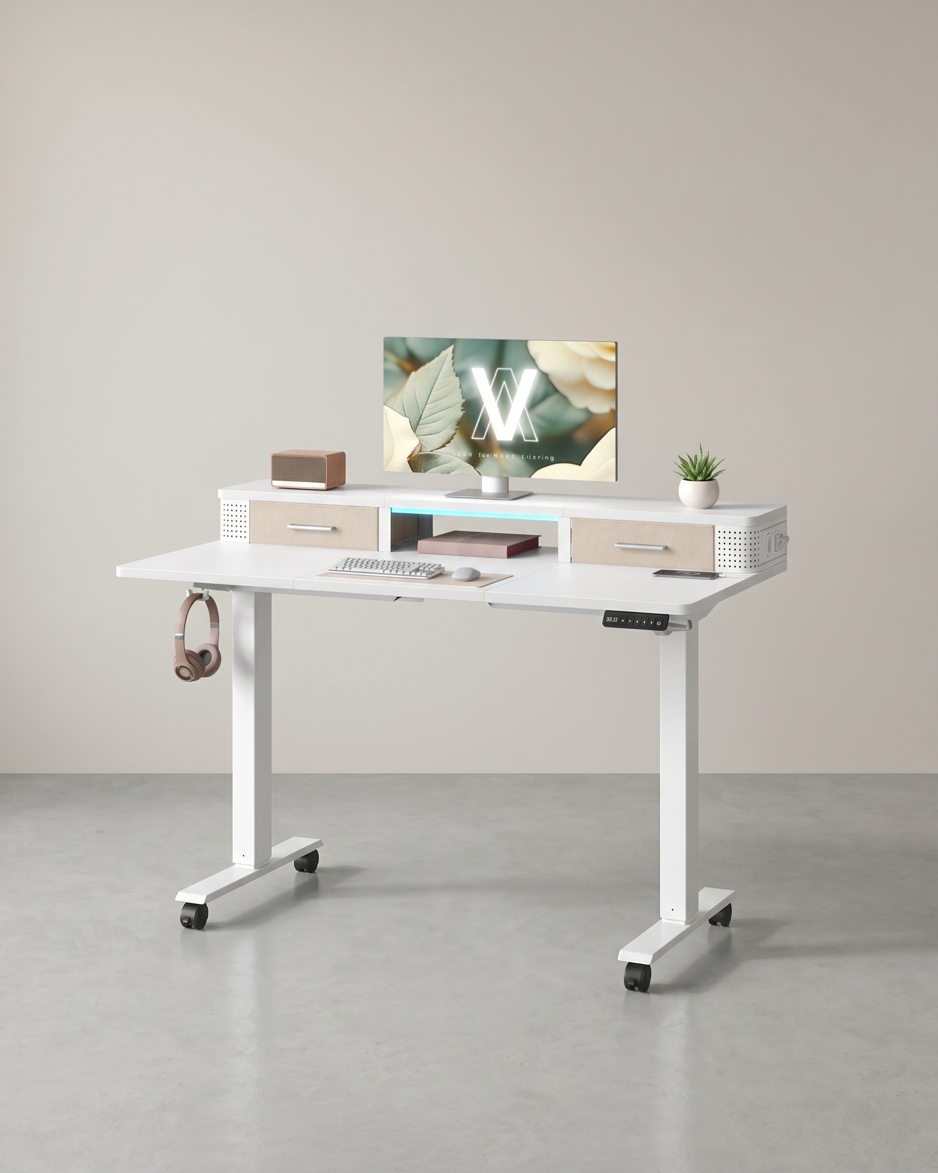 Elektrisch Sta Bureau met LED - Gamebureau - Met Stopcontact & USB-aansluiting