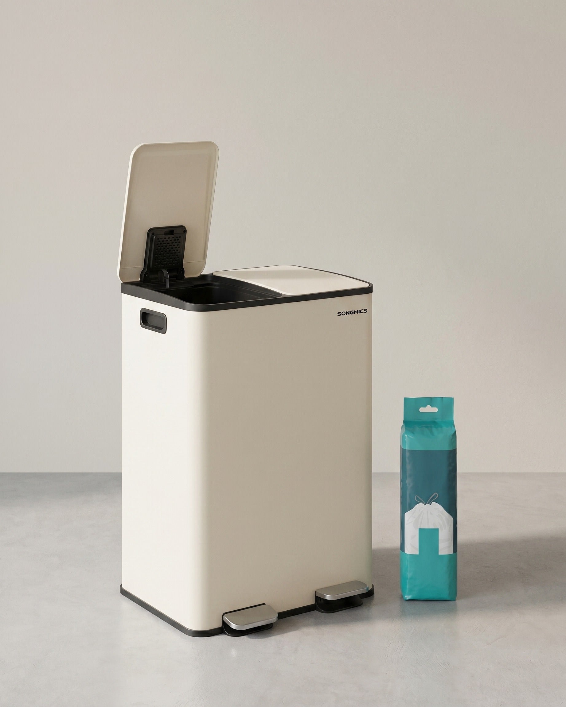 Dubbele Prullenbak 2 x 30L – Staal – Met Pedalen & Uitneembare Binnenemmers