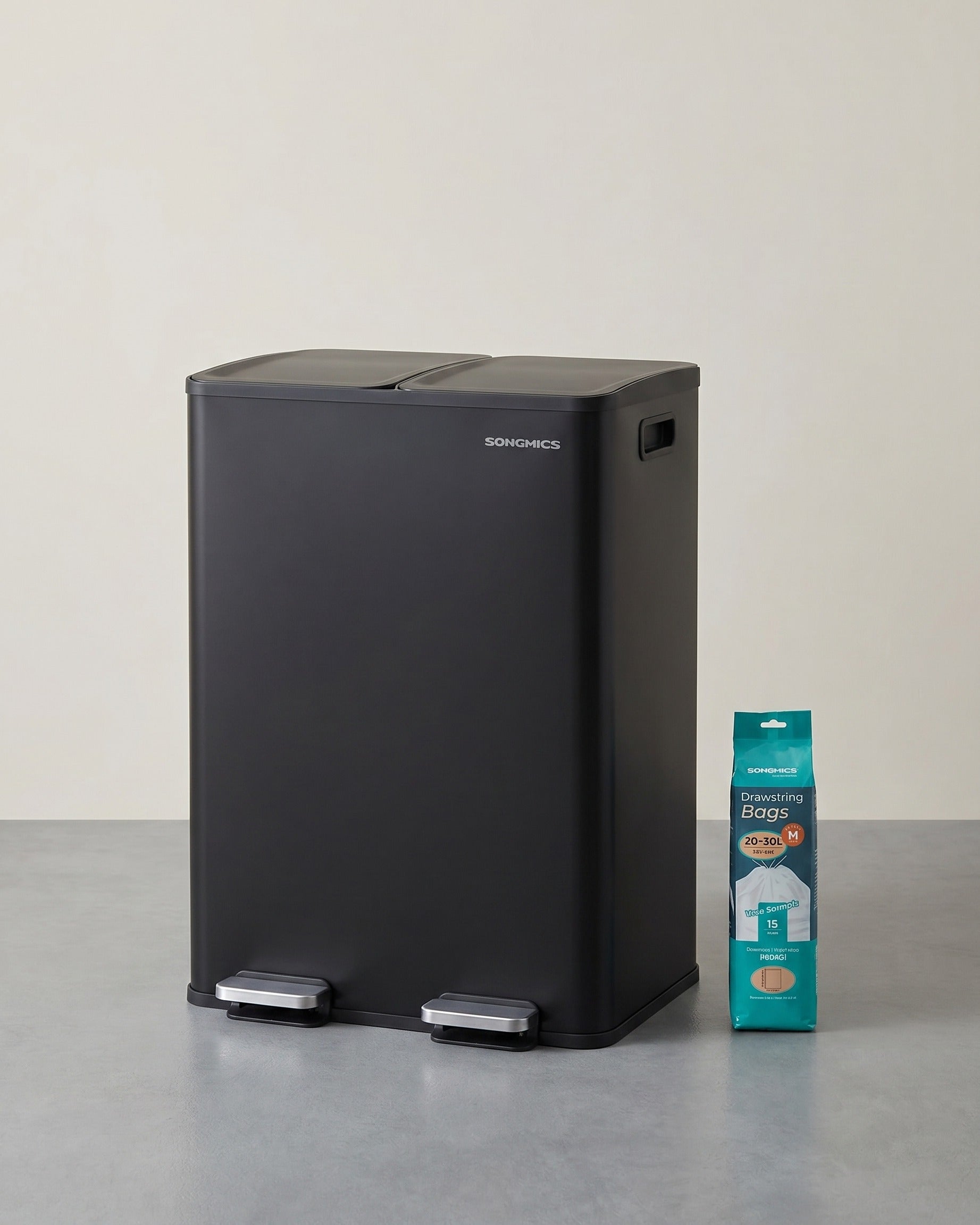 Dubbele Prullenbak 2 x 30L – Staal – Met Pedalen & Uitneembare Binnenemmers