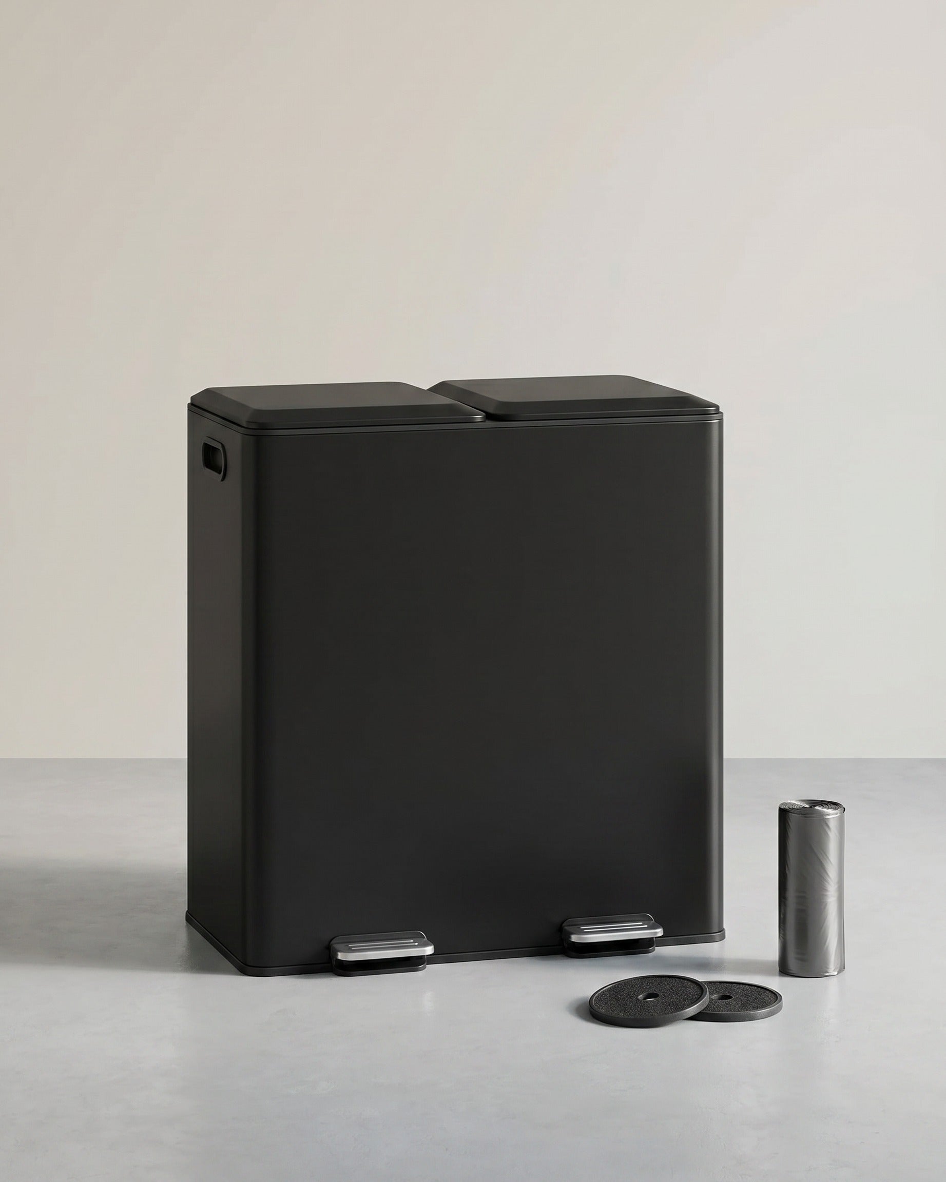 Prullenbak Met 2 Compartimenten – Pedaalbediening – Softclose Deksel – Geurfilter – 2 x 30 L – Staal