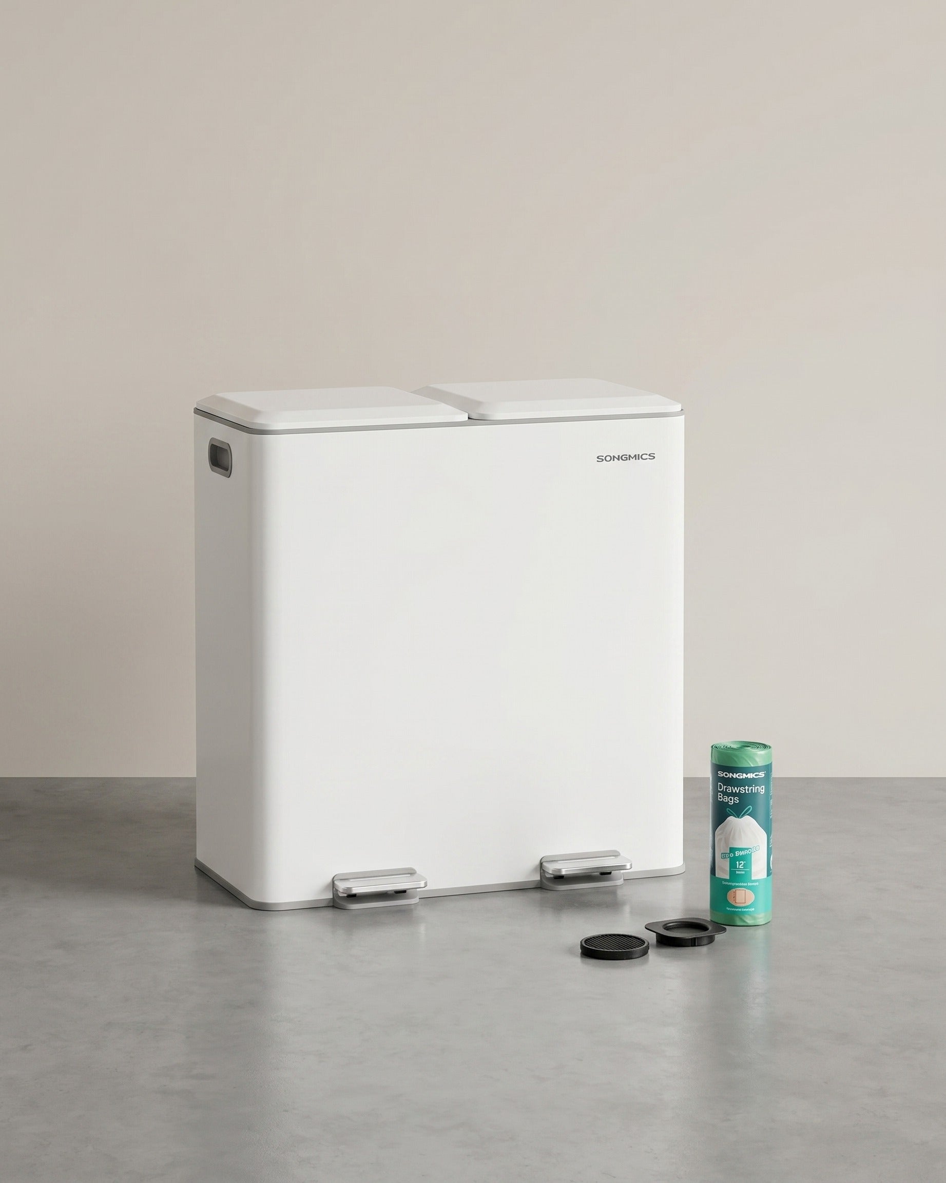 Prullenbak Met 2 Compartimenten – Pedaalbediening – Softclose Deksel – Geurfilter – 2 x 30 L – Staal